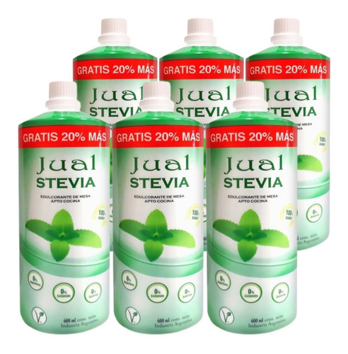 Stevia Liquida Jual X 600cc Vegano Y Sin Tacc Pack X 6u