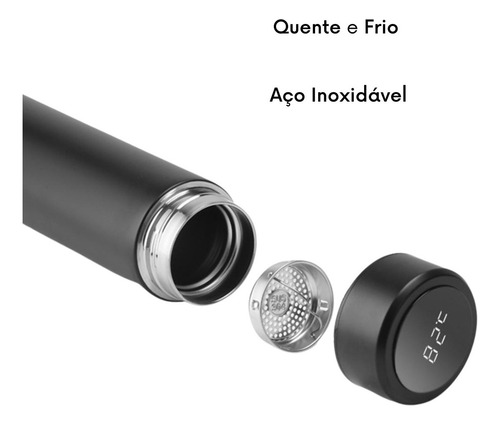 Garrafa Térmica Inox 500ml Com Display De Temperatura Led