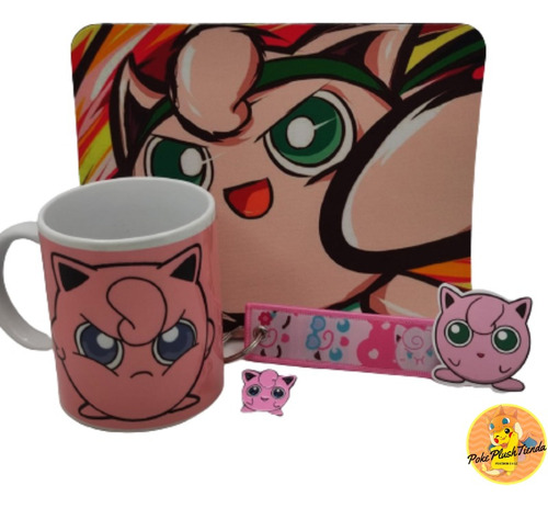 Taza Jigglypuff Mas Mousepad Llavero Pin Sticker Tazón