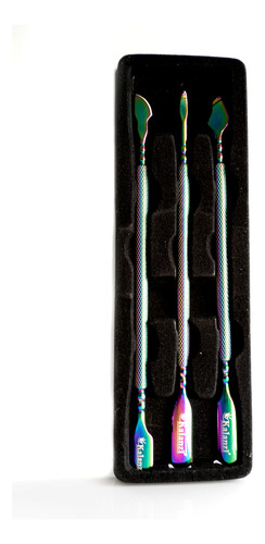 Set 3 Empujadoras De Cuticulas Uñas Color Tornasol