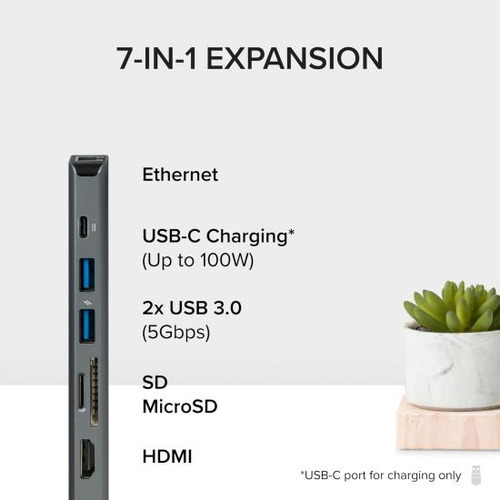Adaptador Hub Usb-c 7 En 1: Multipuerto Y Concentrador