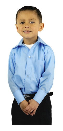 Camisa Vestir Infantil Juvenil Azul Cielo Tallas 2 A 16