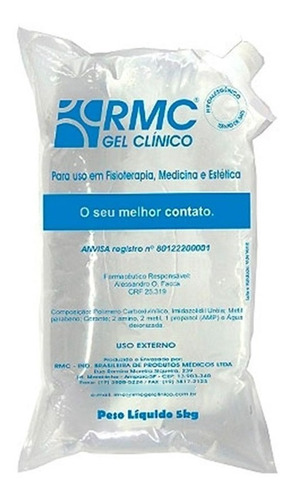 Gel Clinico Contato Condutor Ultrassom Incolor Bag 5kg Rmc