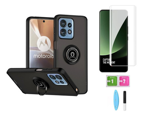 Case Funda Hardness Ring Para Motorola Edge 40 Pro + Mica Uv