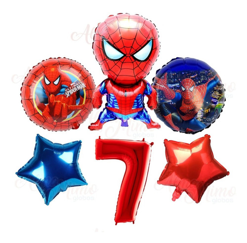 Pack.globos Spiderman X 5 ( Con Número Gigante)