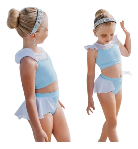 Traje De Baño Mallas Bikinis De Niñas 2pcs Princesas