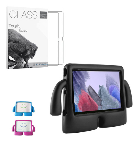 Funda + Vidrio Tablet Samsung Tab A8 2021 Infantil Manijas Color Negro