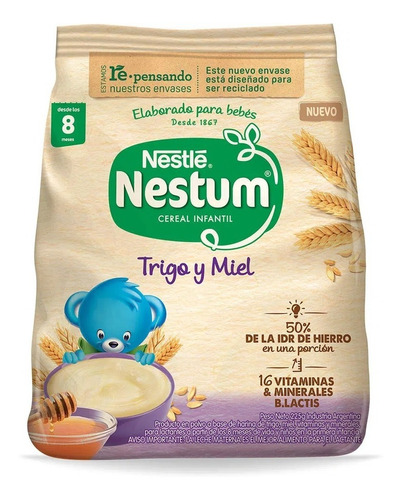 Nestum Cereal Infantil Trigo Y Miel Bolsa X 225gr