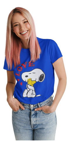 Polera Snoopy Charlie Brown Love Algodon Estampado