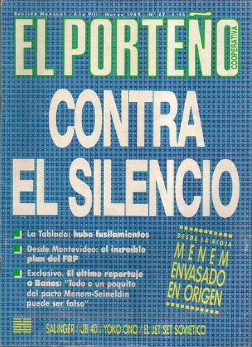 El Porteño #87 1989 Buque Bahia Paraiso Tablada Ub40 Yoko