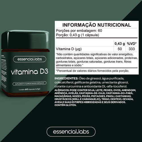 03 POTES da VITAMINA D3 2000ui - 180 Cápsulas Softgel - Fórmula Concentrada com Máxima Absorção