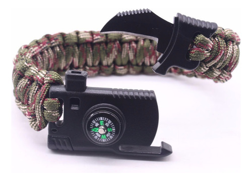 Pulsera Paracord Supervivencia Con Navaja ! Color Negro