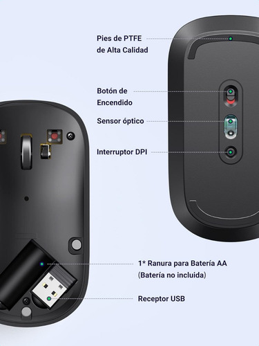Mouse Inalambrico Dpi Ajuste 4000 Usb Para Windows Mac Linux