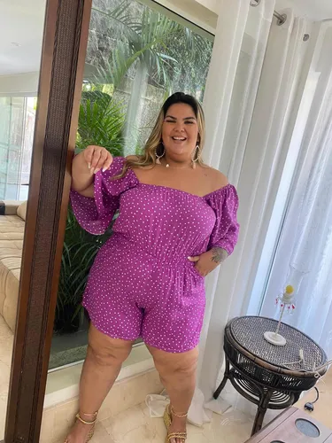 Macaquinho feminino curto plus cheap size
