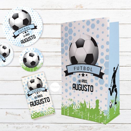 Kit Imprimible Futbol Pelota Celeste Blanco Argentina Candy 