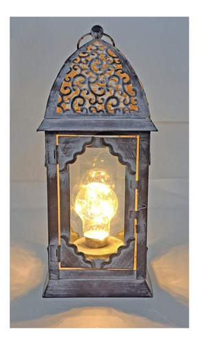 Farol Porta Vela Metalico Vintage Con Luz - Sheshu Home