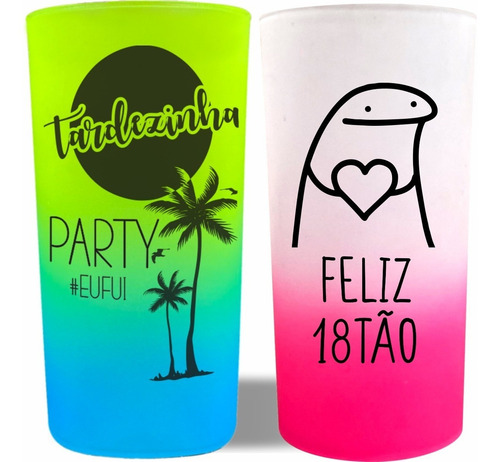 100 Copos Tardezinha Sunset Personalizados Degrade 320ml