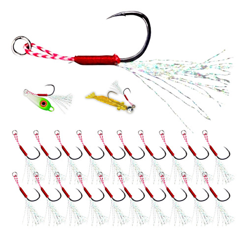 Kit 20 Anzol Suporte Hook Micro Jig Jumping Robalo Tucunaré