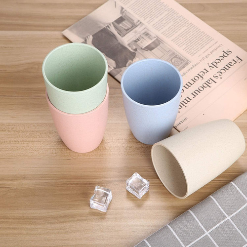 Taza Irrompible Con Pajita De Trigo, Vasos Reutilizables De