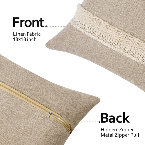 Funda De Almohada Bohemia Con Flecos De Borlas Para Decoraci