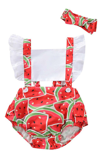 Ropa Con Estampado De Frutas Con Volantes Para Niñas Pequeña