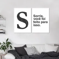 Comprar Quadro Letra S Frase Sorria 142x100 2-100x70 Filete Branco