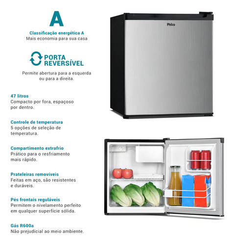 Frigobar Pfg52 47 Litros Porta Reversível Philco