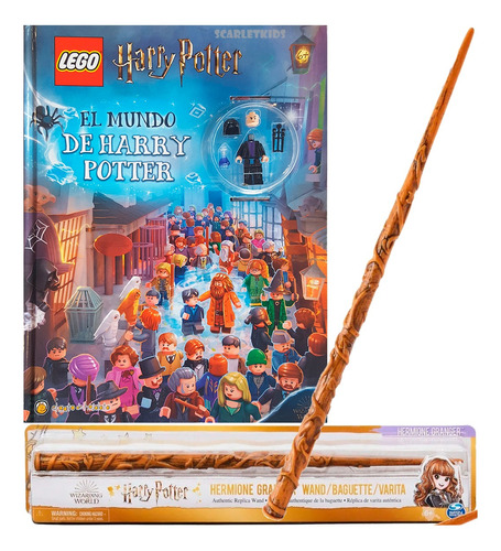Varita Hermione Granger + Libro Mundo De Harry Potter Lego