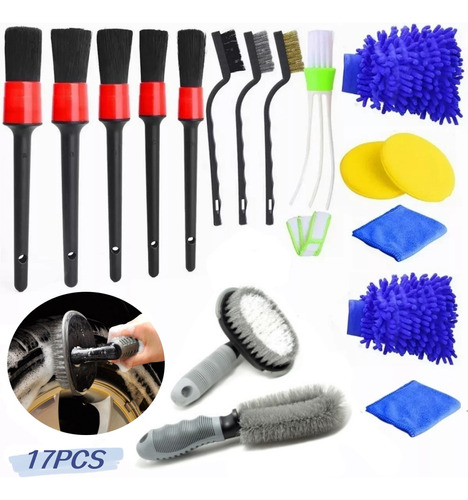 Kit De Limpieza De Coche Para Auto,cepillos De Limpieza 17pc