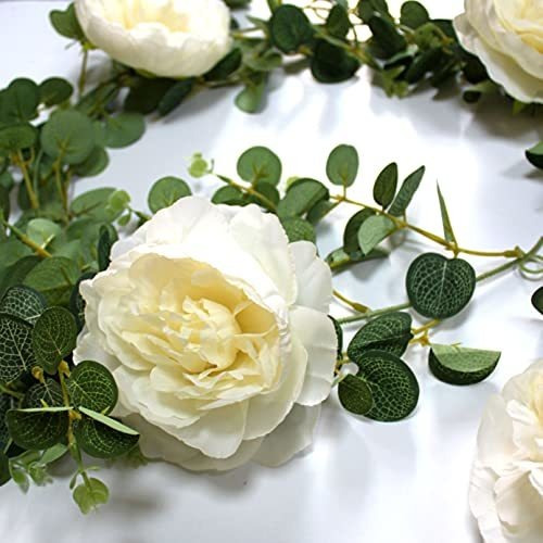 crema-Color 8er-set flores artificiales arte flores boda jardín decoración 