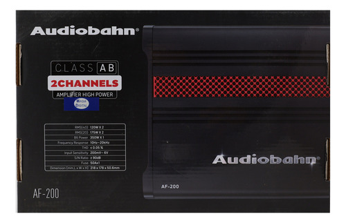 Amplificador 2 Canales Audiobahn Af-200 350 Watts Forza Negro
