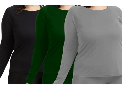 Kit 3 Camisetas Térmicas Plus Size Femininas Uv Proteção Sol