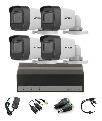 Kit Seguridad Hikvision Edvr 8ch + Ssd + 4 Cámaras Fullhd