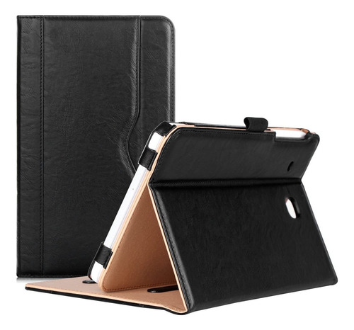 Funda Para Galaxy Tab E 8.0 4g Cuero Negro Bolsillo