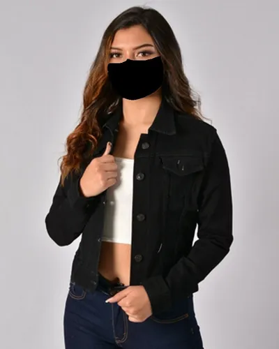 Chaqueta De Jean Negra Mujer Chaquetas Abrigos