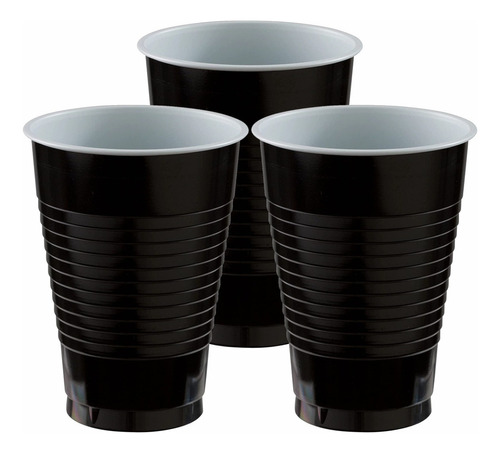 Vaso De Plástico Desechable 12oz Granmark - 20 Piezas Color Negro