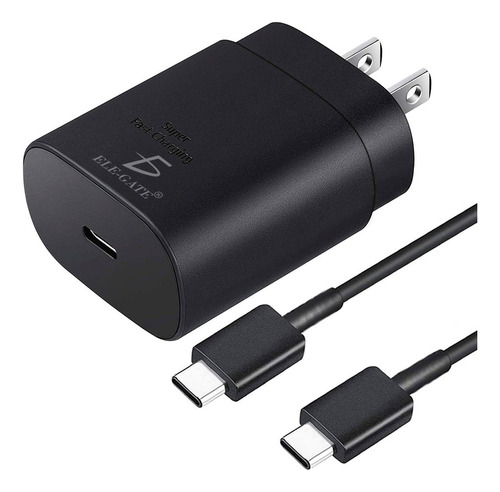 Cargador Tipo C Super Carga Rapida 25w Con Cable Usb C Negro