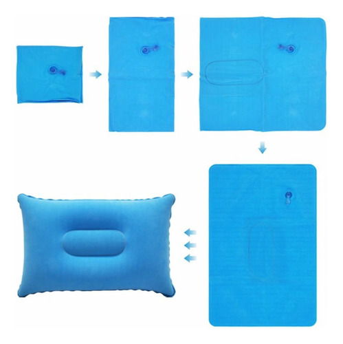 Travesseiro Almofada Inflável Compacta Viagem Camping Vermelho - Dobrável, Leve, Textura Aveludada, 30x19cm, Ideal para Acampamento, Avião, Escritório e Férias
