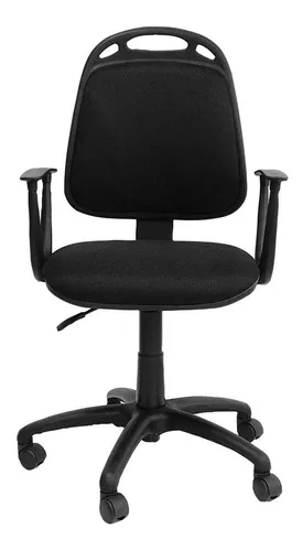 Silla de escritorio de Outlet Diva cajera sin apoyabrazos y sin ruedas  ergonómica negra con tapizado