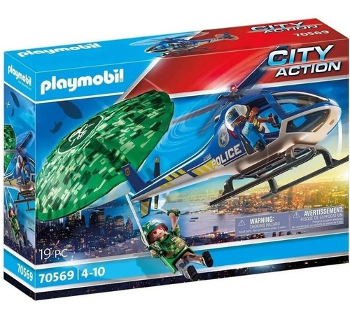Imagen 2 de 8 de Playmobil 70569 Helicoptero Policia Persecucion Paracaidas