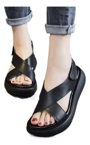 Zapatos Sandalia De Plataforma Retro Cuña De Moda Para Damas