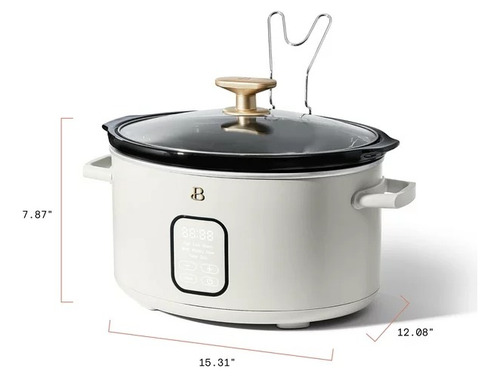 Olla Lento Cocimiento Electrica Beautiful 6qts 5.7lts Blanco Nevado 50hz