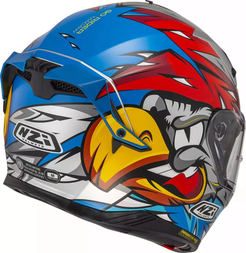 Casco Moto Integral Nzi Go Rider Doble Visor Gris Y Celeste Go Rider Stream Macaw Silver Sky Blue S
