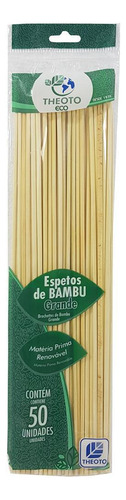 Espeto De Bambu Grande C/50 Linha Eco Theoto