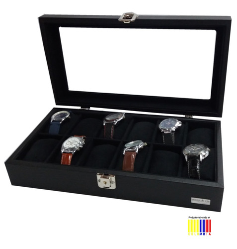 Caja - Estuche Para 12 Relojes- Negro - Negro