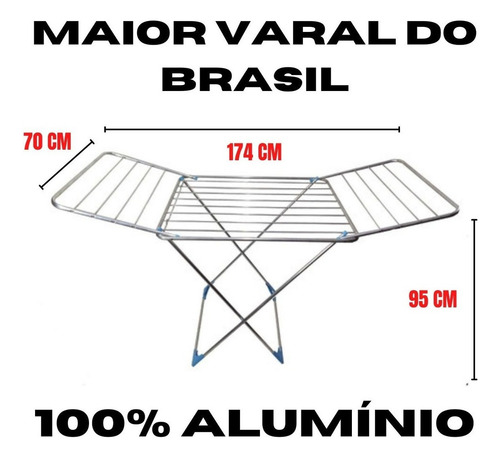 Varal De Chao Com Abas Gigante Resistente Aluminio Puro