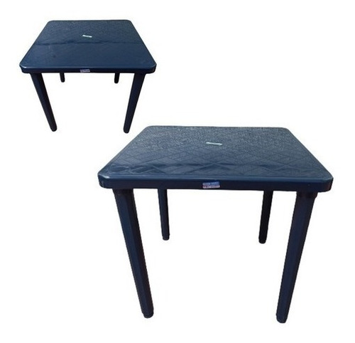 Mesa Plástica Cuadrada Azul 80x80cm Alfa Hogar #e