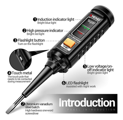 ~ Comprobador De Voltaje Portátil Con Bolígrafo De Prueba