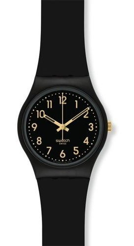 Reloj Swatch Golden Tac Black Gold Analog Dial Silicone