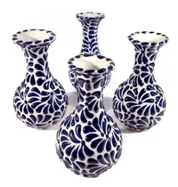 Comprar 4 Floreros Violetero De Talavera Poblana Barroca Plumeado #3